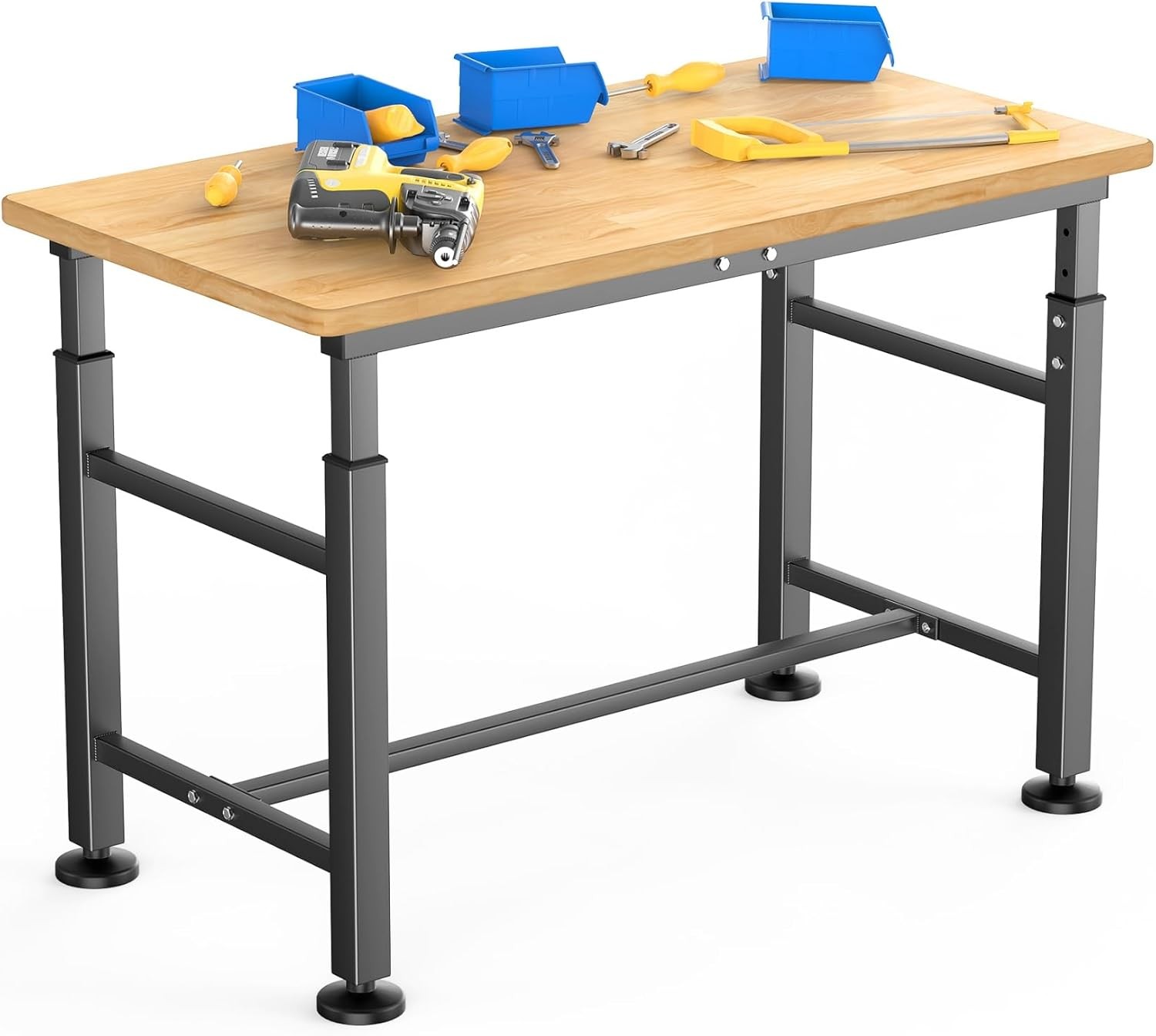 WALMANN Adjustable Workbench 47.75x23.25 Rubber Wood 2000lbs