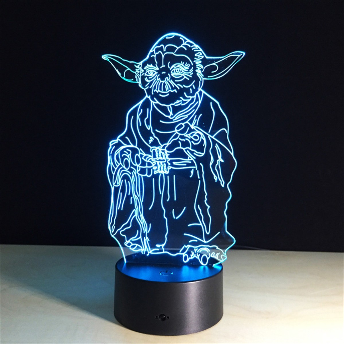 Master Yoda 3D Illusion Night Light 7 Colors Change Touch Lamp for Bedroom