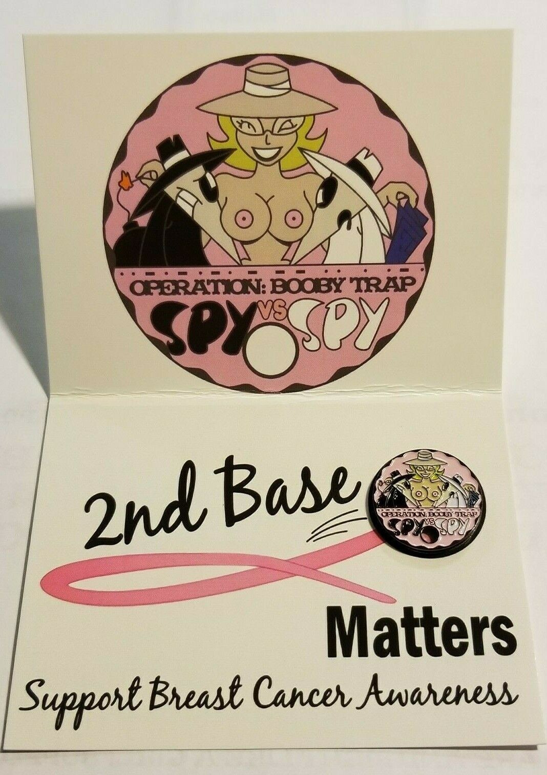 Spy Vs Spy Grey Lady BoobyTrap Breast Cancer Awareness Pathtag MAD Magazine Coin