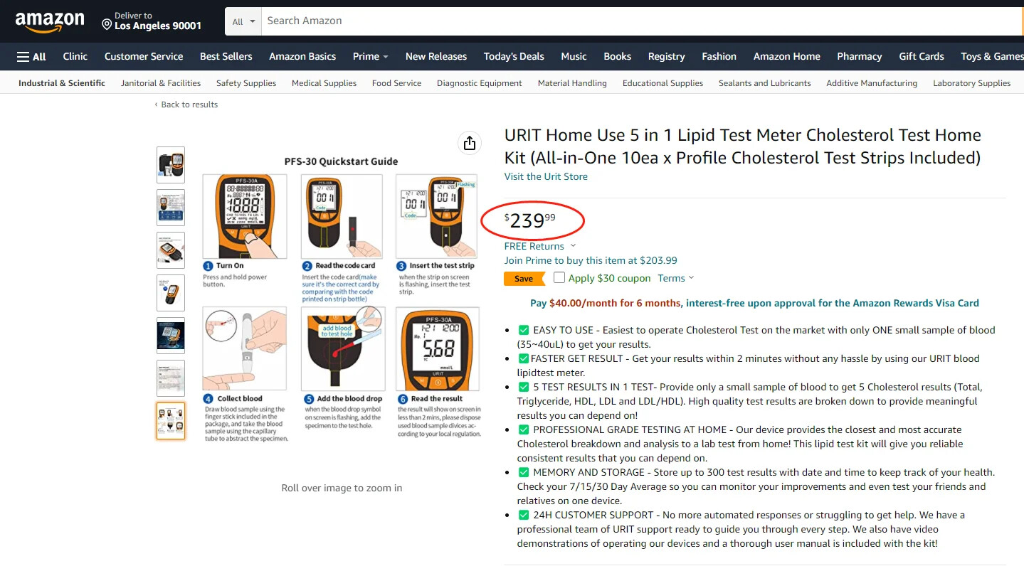 5 in1 Lipid Profile Test Total Cholesterol Meter Triglyceride High Density XBB