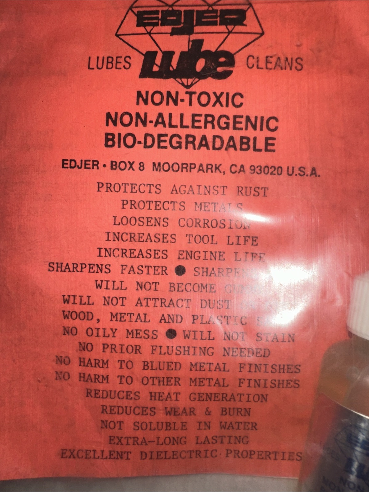 Edjer Lube 1/2 oz. Non Allergenic Bio Degradable Multipurpose New Vintage RC Car