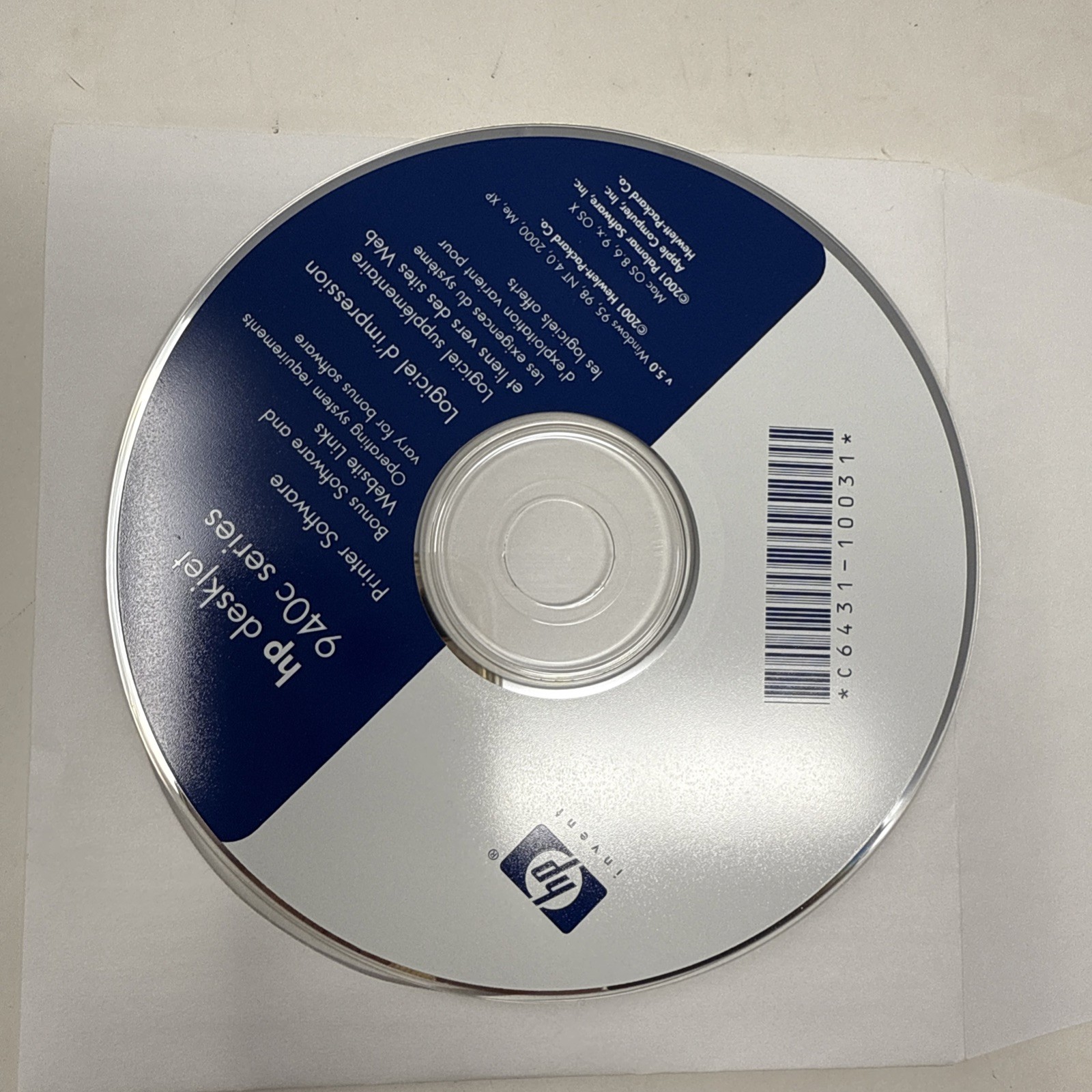 HP Deskjet 940c Series Printer Software CD 2001 Windows 95 98 NT 4.0 2000 Me