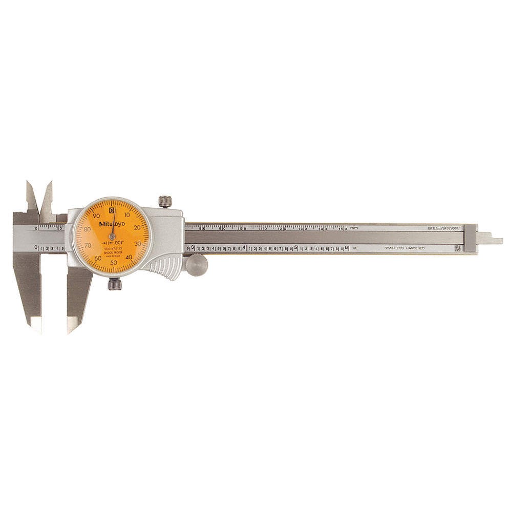 MITUTOYO 505-742-55J Dial Caliper,6 In,Orange,0.100/Rev 4CGJ5
