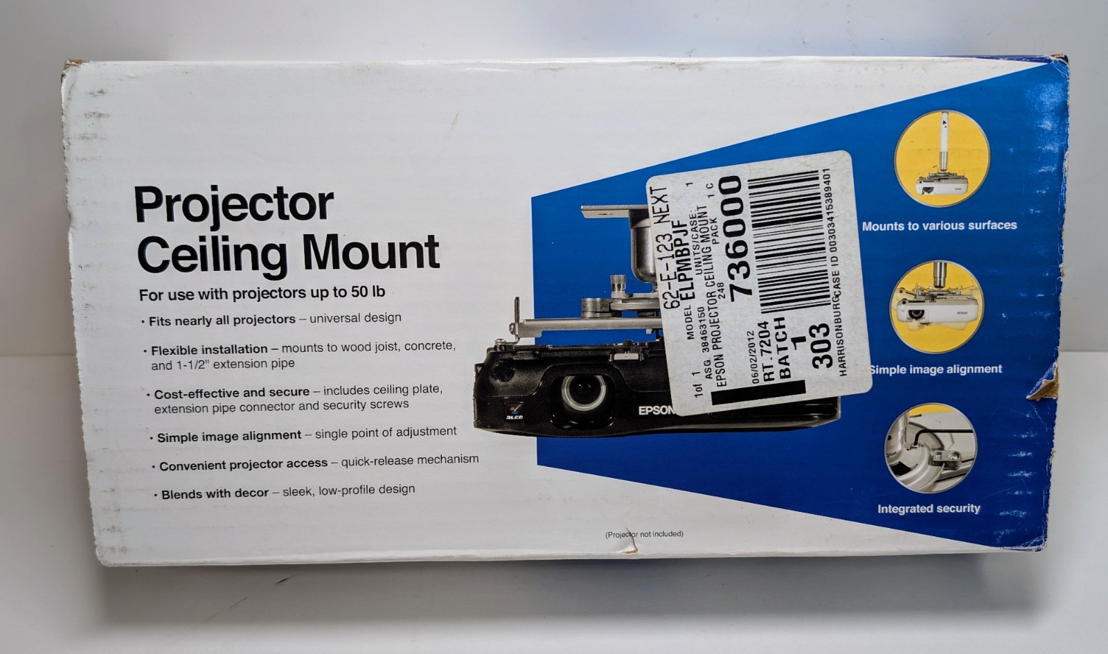 Open Box Peerless Universal Projector Ceiling Mount ELPMBPJF