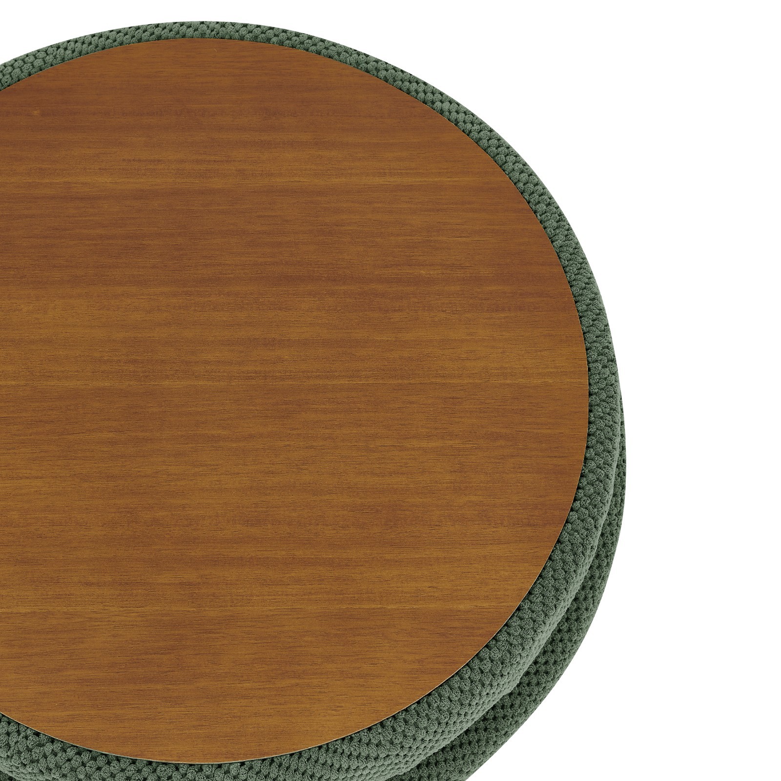 25" Round Storage Ottoman with Tray - Tufted Fabric Coffee Table