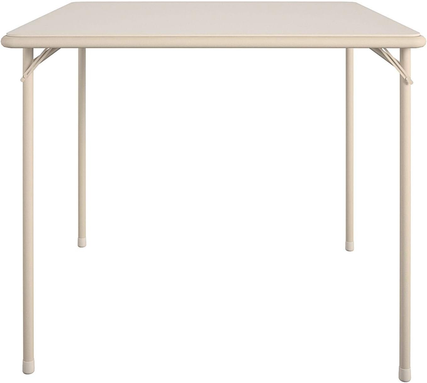 34" Square Vinyl Top Folding Card Table Antique Linen