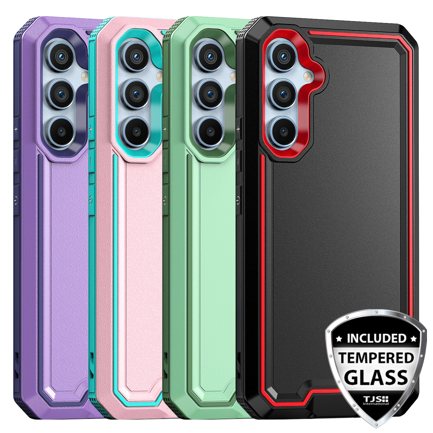 For Samsung Galaxy A16 A14 A15 A54 5G Phone Case PC+TPU Cover +Tempered Glass