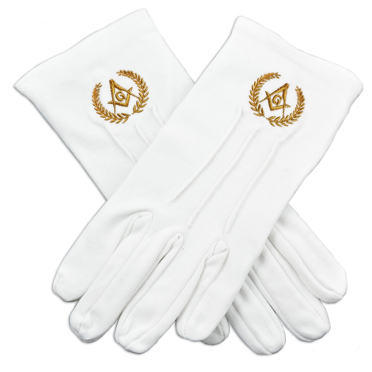 Grand Lodge Masonic Embroidered Cotton Gloves - [White]