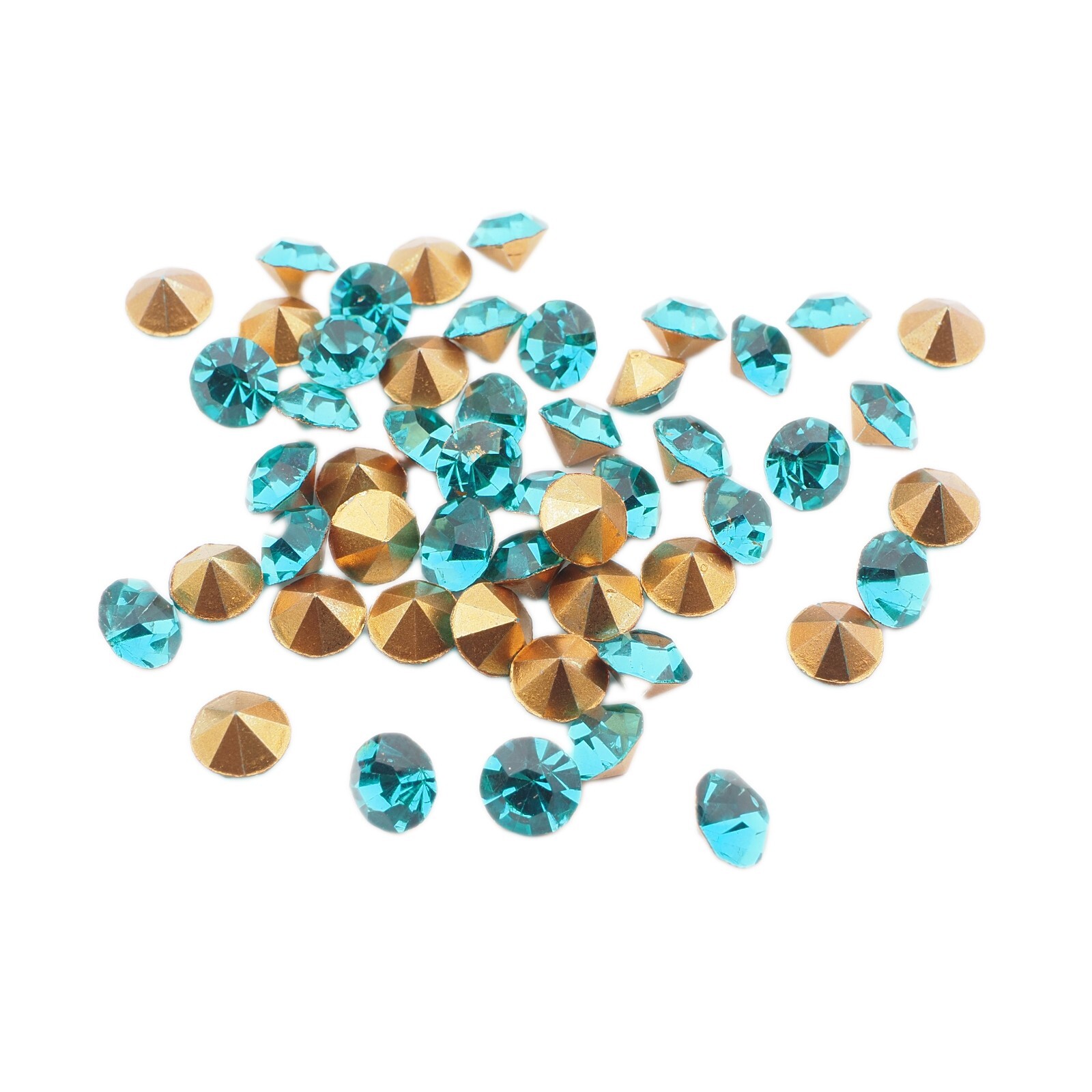 Lot 100 gr 8 mm ss38 Czech vintage foiled Turquoise Blue glass loose rhinestones