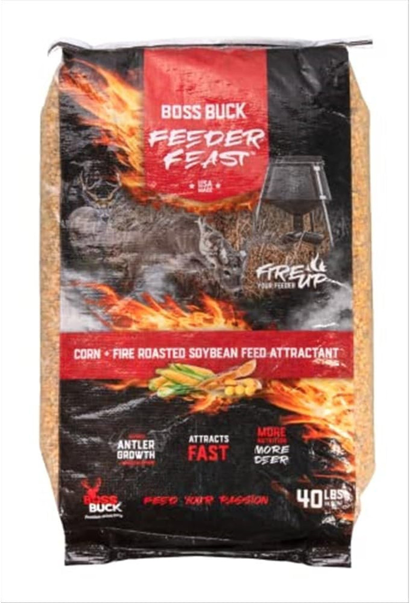 Feeder Feast 40Lb Corn and Fire Roasted Soybean Deer Feed Attractant | High Ener