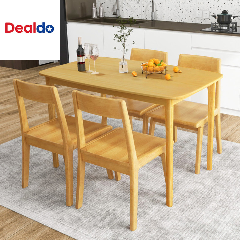 48 Inch Solid Wood Dining Table with Rubber Wood Supporting Legs for Kitchen Din