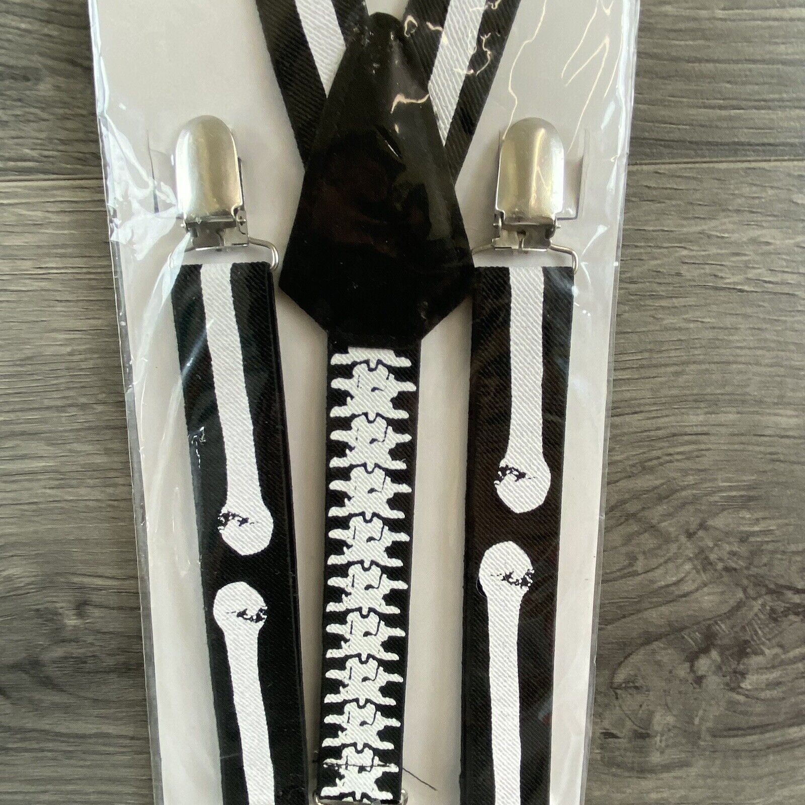 Black & Bone Skeleton Suspenders Costume Halloween Cosplay Dress Up New