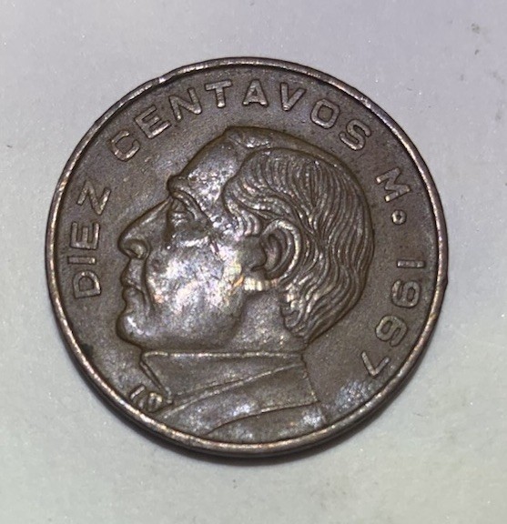 1967 Mexico Coin, Diez Centavos