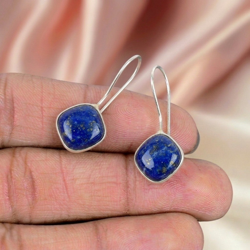 Lapis Lazuli Silver Earring 925 Sterling Silver Handmade Earring Silver Earring