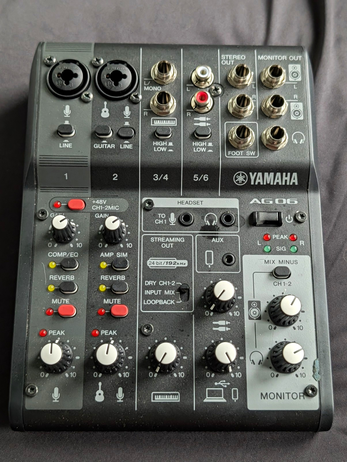 Yamaha AG06 Live Streaming Mixer 6-Channel USB 2.0 Loopback Phantom Reverb