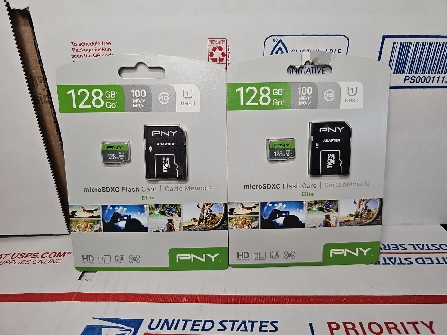 LOT OF 2 PNY 128GB MicroSDXC Flash Card 100MB/s NEW SEALED SEE PHOTOS SHIPS FREE