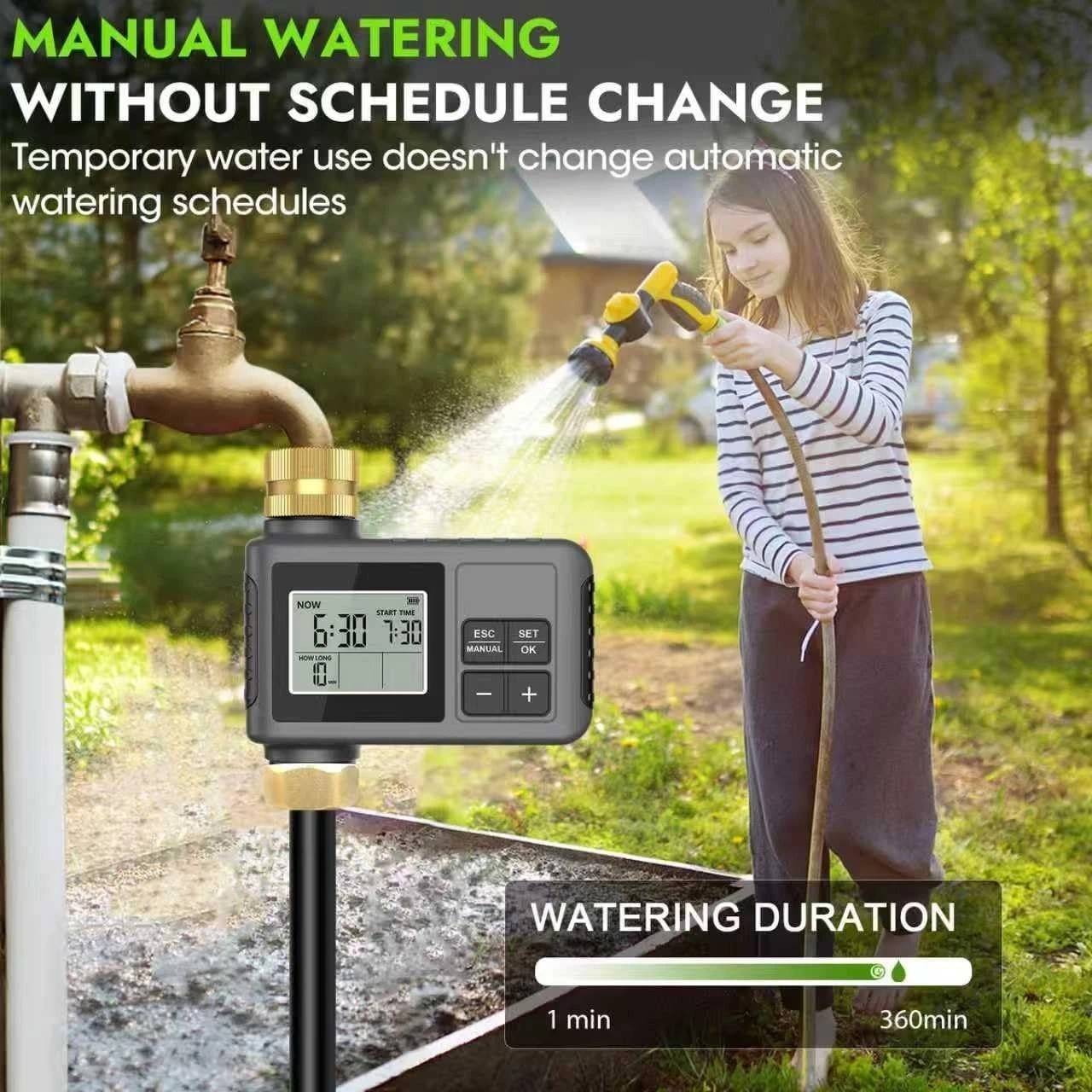 60Ft Drip Irrigation System with Smart Water Timer – Automatic Garden Waterin...