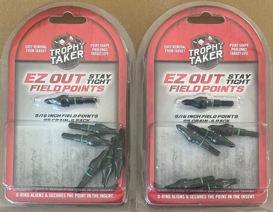 Trophy Taker EZ Out Tight Point Field Tips 5/16  85 Grain 6 per Pack 12 Tips