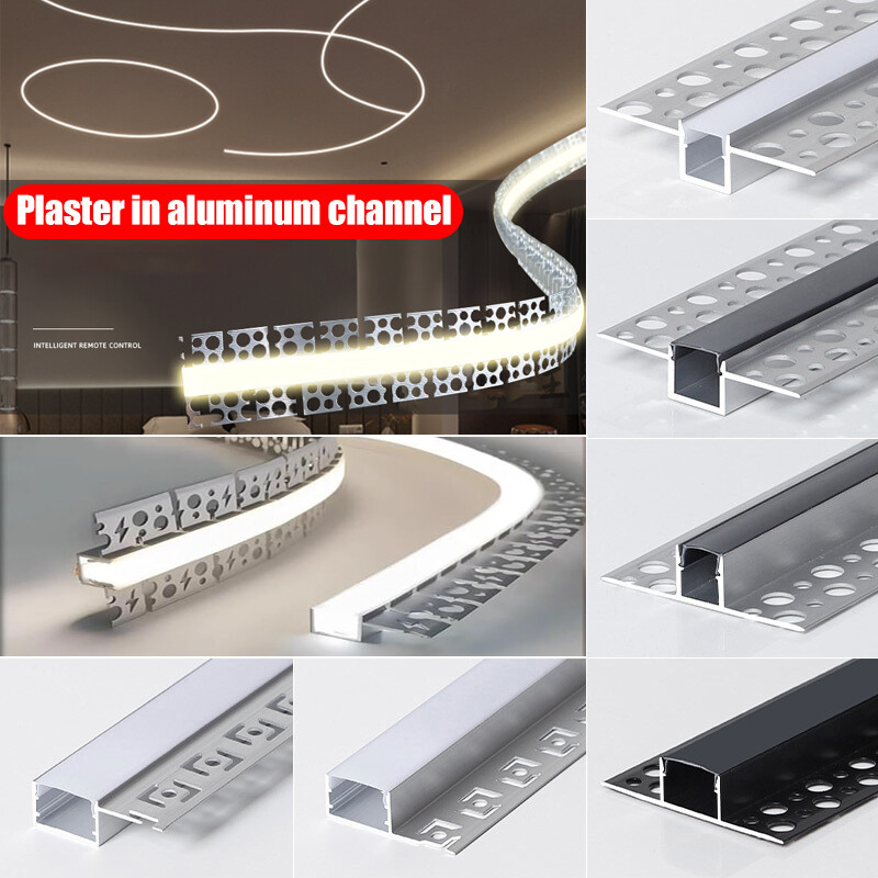 Plaster in LED Aluminum Channel W/ Flange Trimless Recessed Holder for LED Strip