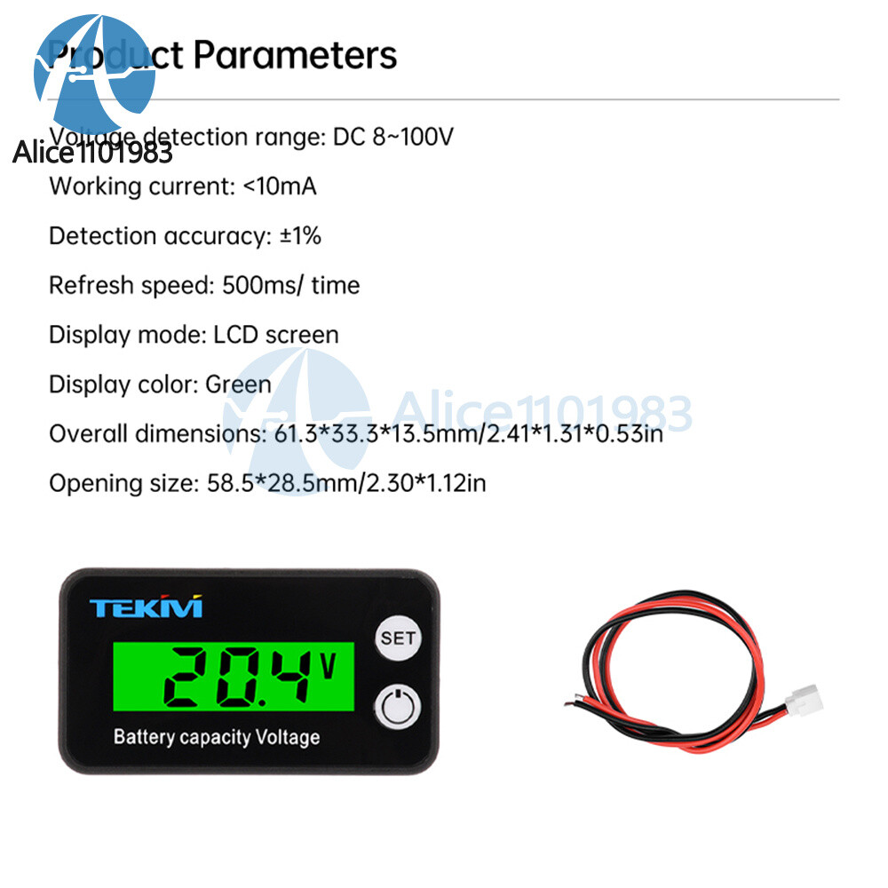 6136B LCD Battery Capacity Indicator Voltmeter Low Voltage Alarm High Precision