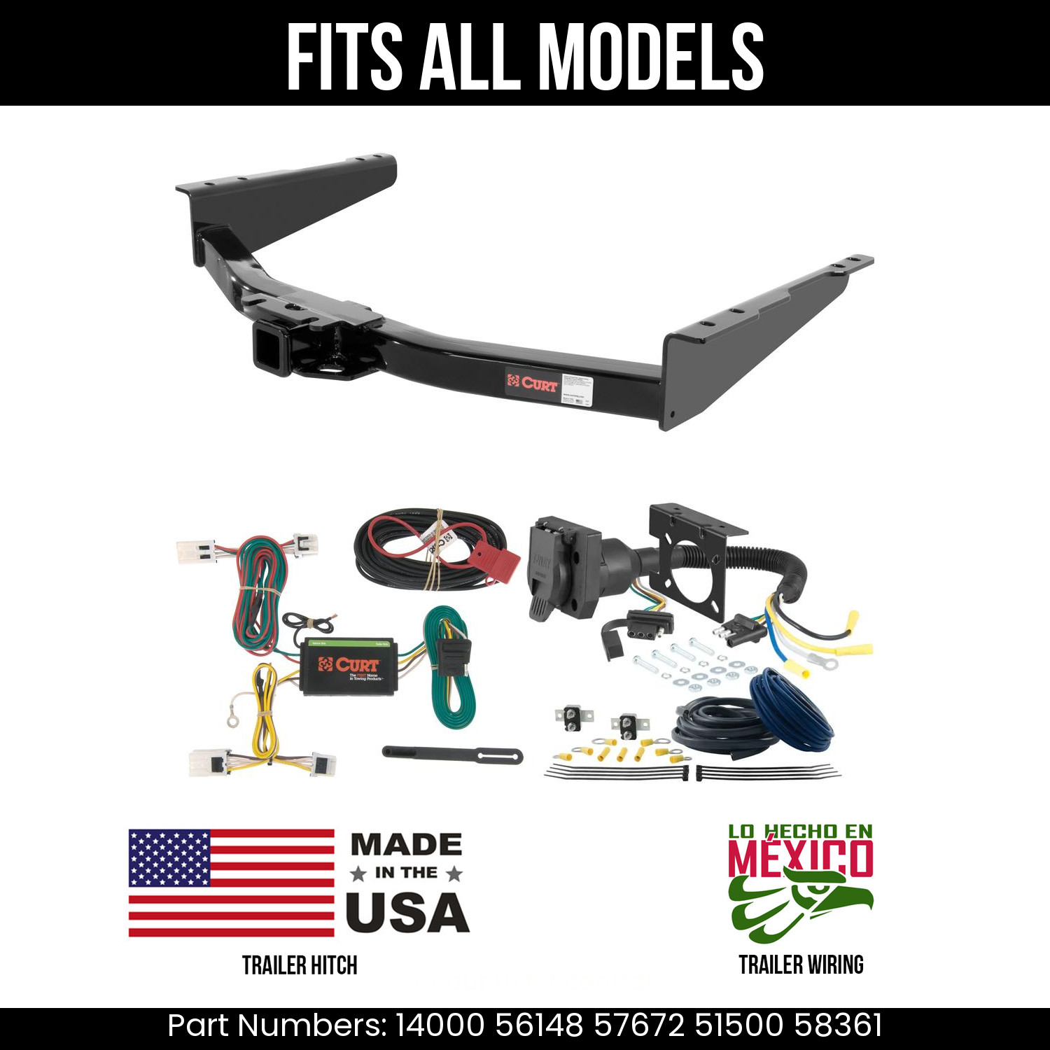 For 12-21 Nissan NV1500 Trailer Hitch + 7Pin Wiring Fits All Models Curt Tow Kit