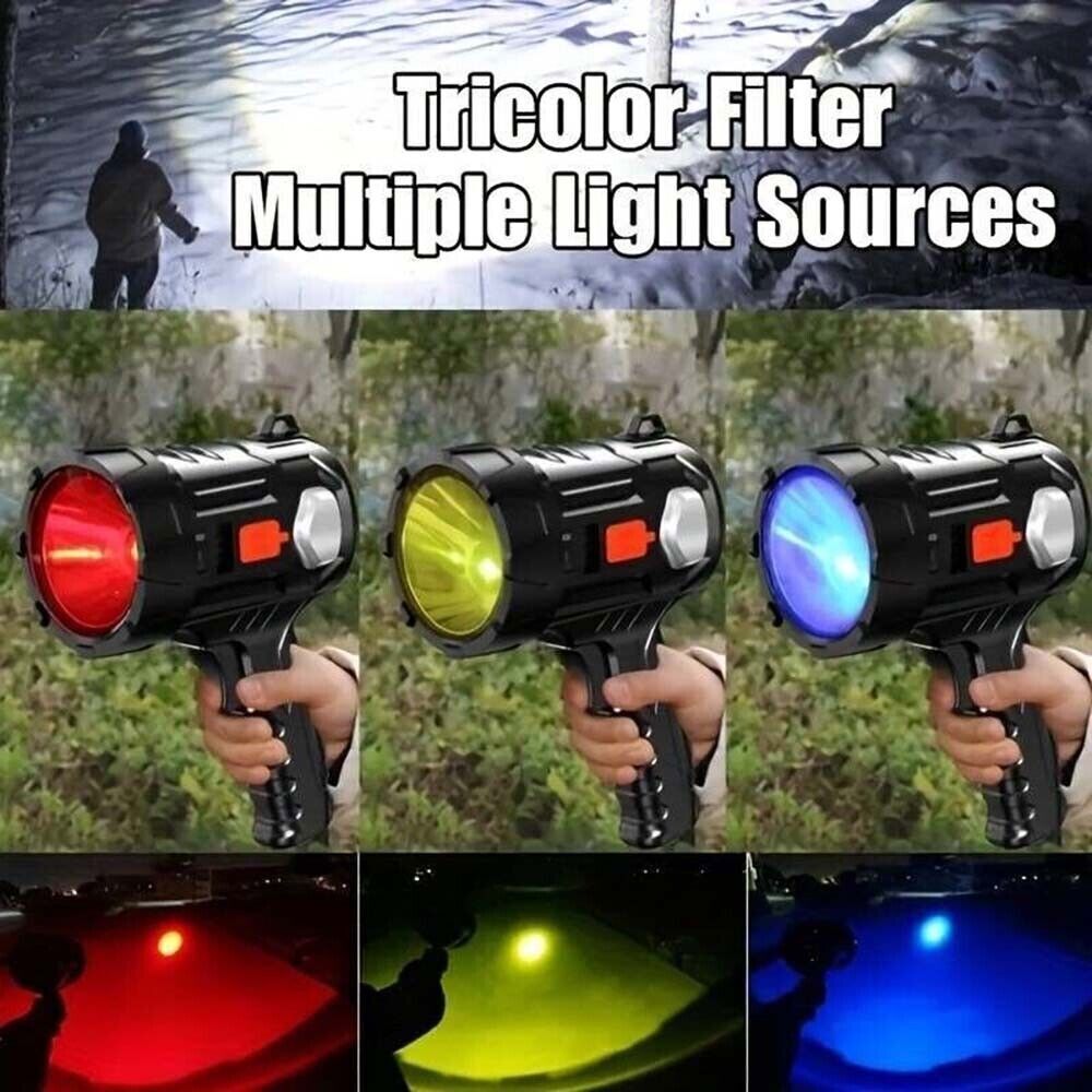 3PCS Solar/USB Super Bright Rechargeable LED Spotlight Flashlight Searchlight
