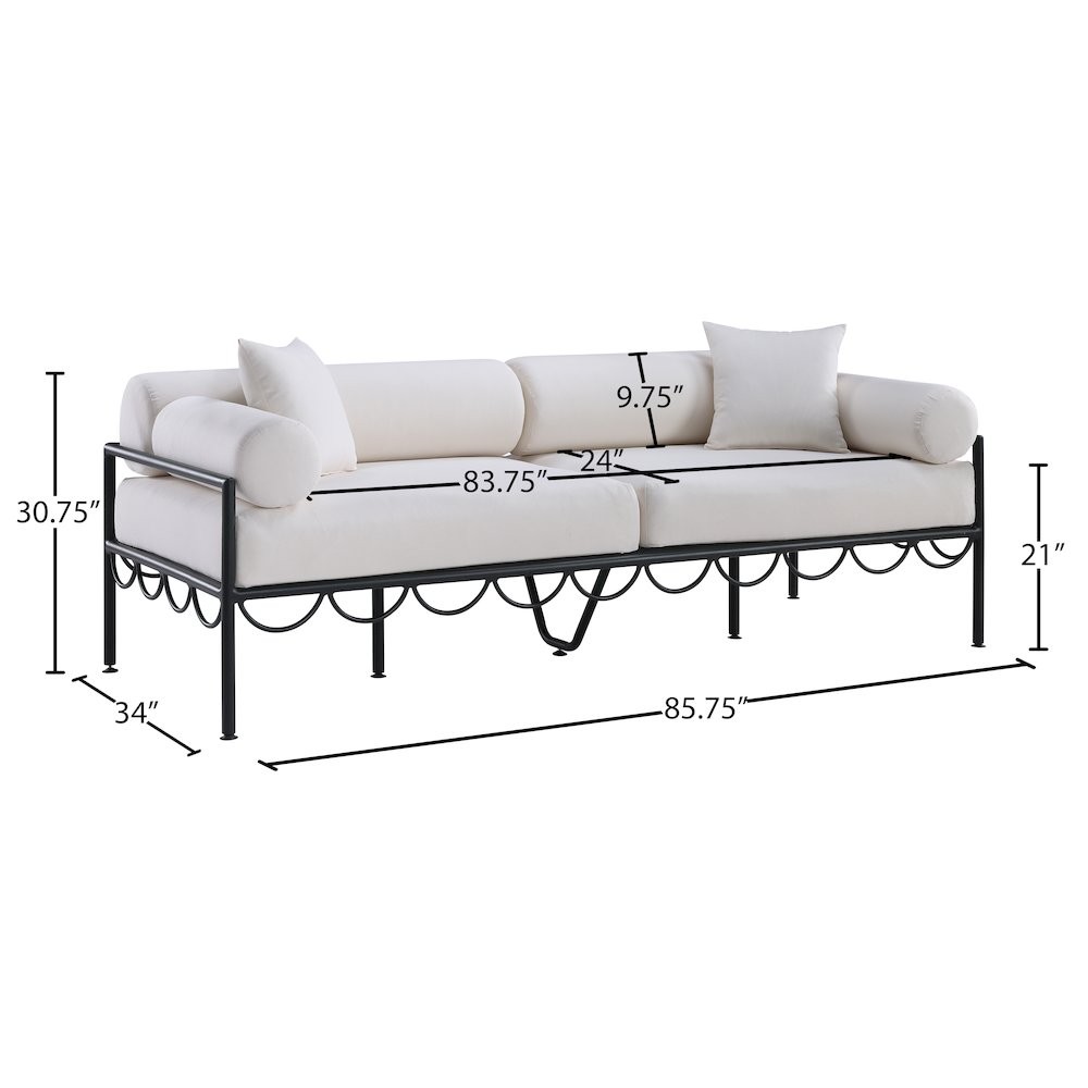 Portofino 85.75" Cream Water Repellent Fabric Outdoor Sofa
