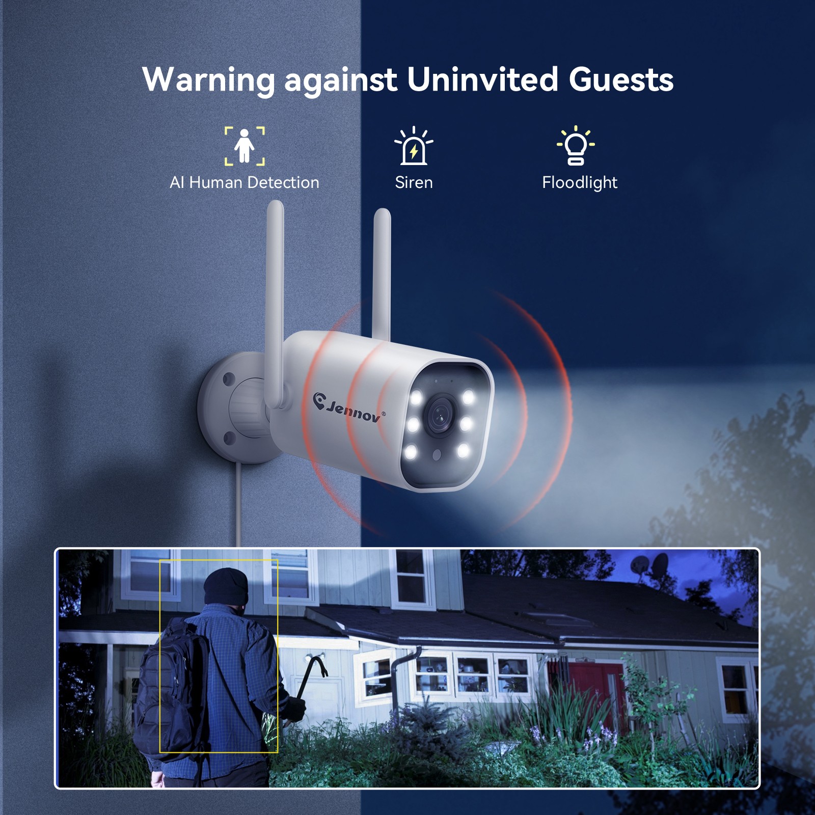 Jennov 5MP Security Camera System NVR with Wide Angle Camera Waterproof 1TB HDD