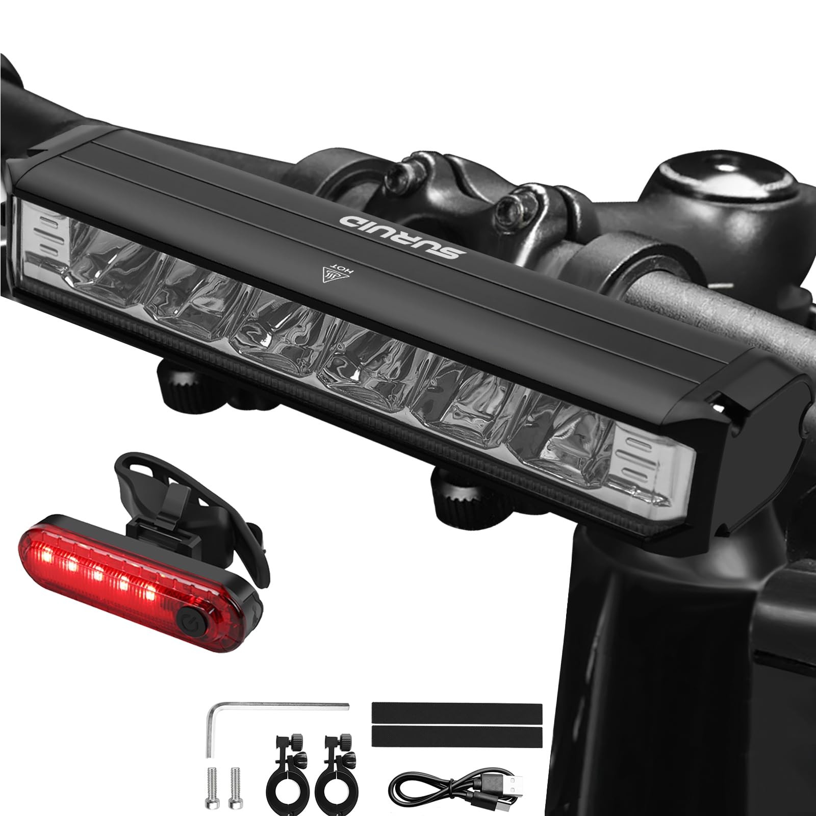 Super Bright LED Bike Light, USB Rechargeable Bicycle Light 5 Modes, Waterpro...