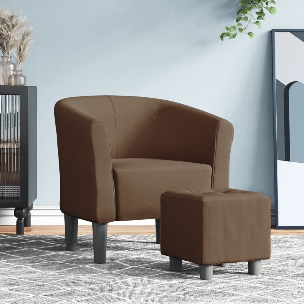 Tub Chair Brown Fabric Compact Durable Tub Chair Cubic