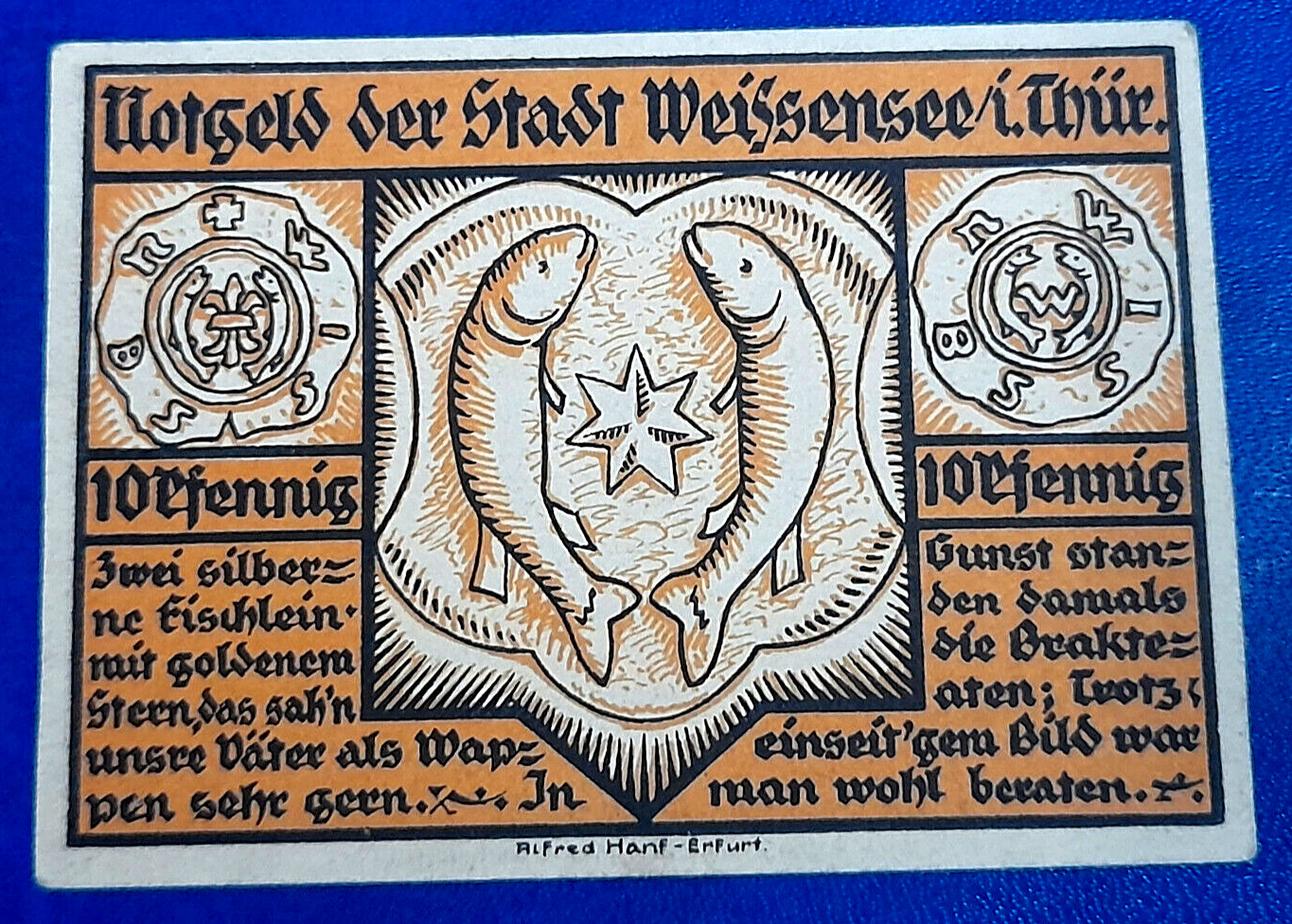 WEISSENSEE NOTGELD 10 PFENNIG 1921 EMERGENCY MONEY GERMANY BANKNOTE (32479)