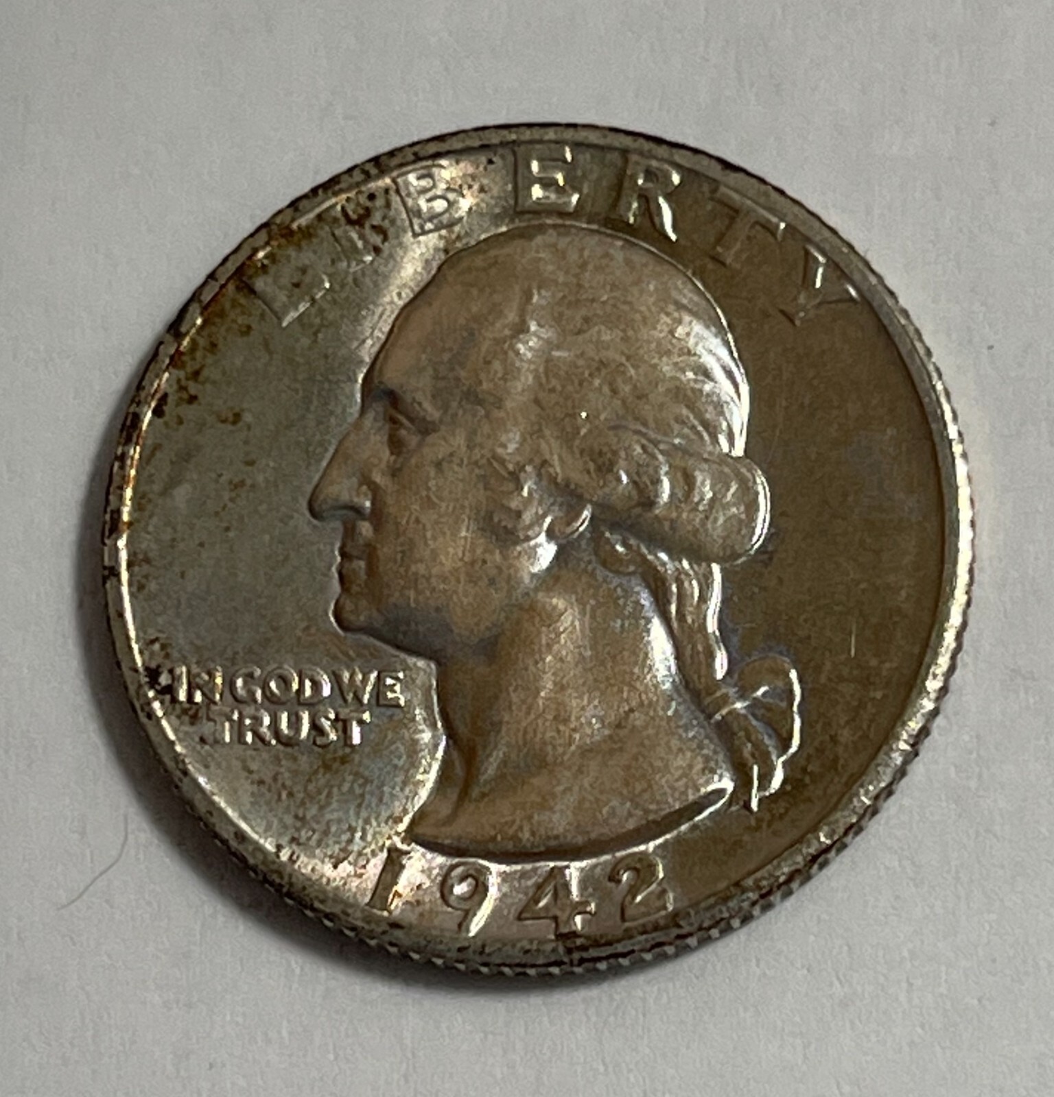 1942-S Washington 25C Gem nice original toning (#13840)