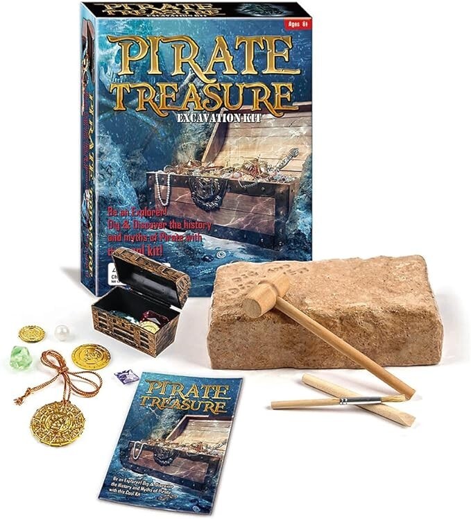 6" Pirate Treasure Chest Excavation Dig Kit - Be an Explorer! Dig & Discover The