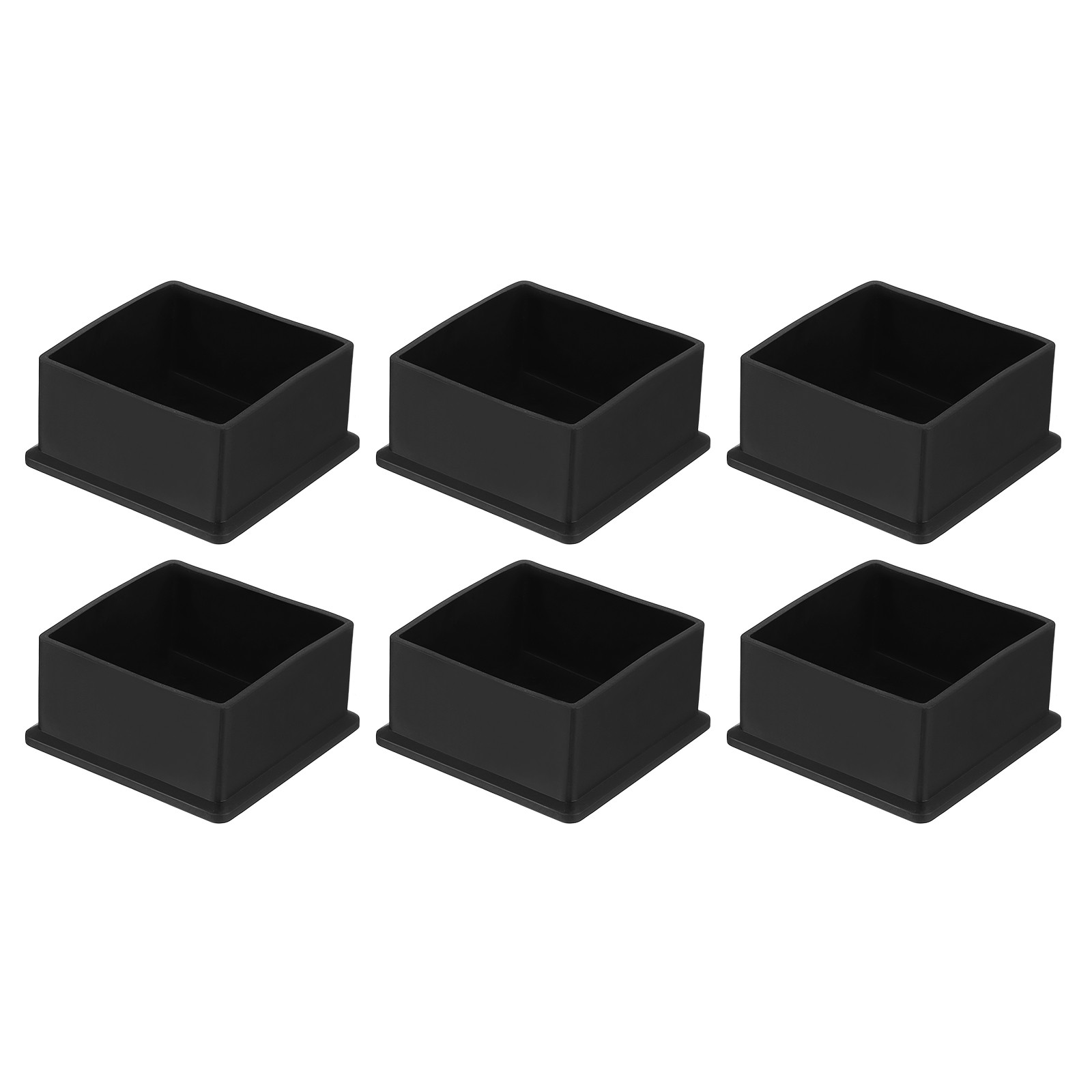 6Pcs PVC Square Chair Leg Caps, 60mm x 60mm OD Black Furniture Feet Pads