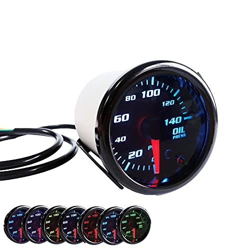 2'' Oil Pressure Gauge Meter with Sensor Tinted 7 Color Car Digital LED 0-140