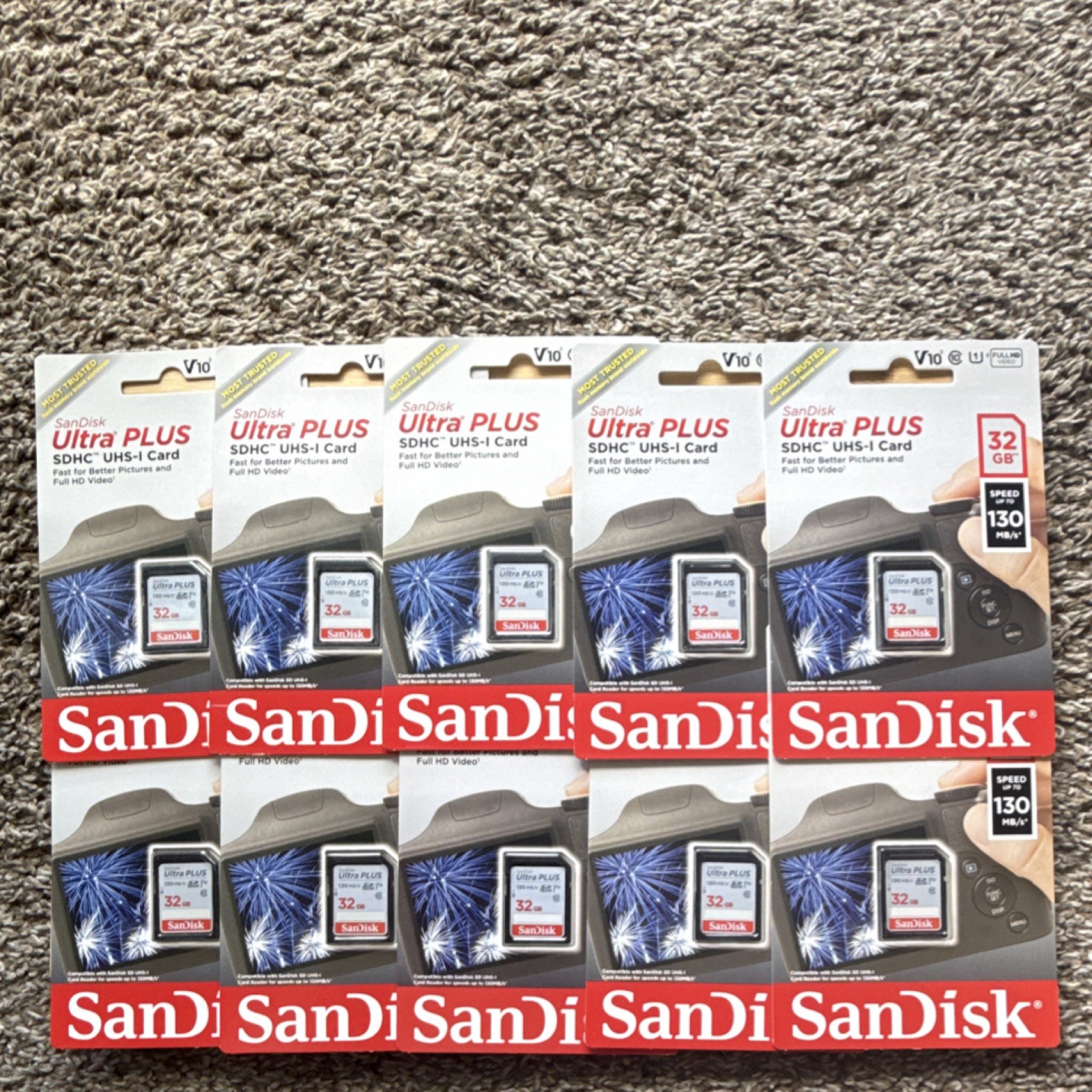 SanDisk Ultra PLUS 32 GB SDHC UHS-I Class 10 130MB/s Memory Card 10-Pack