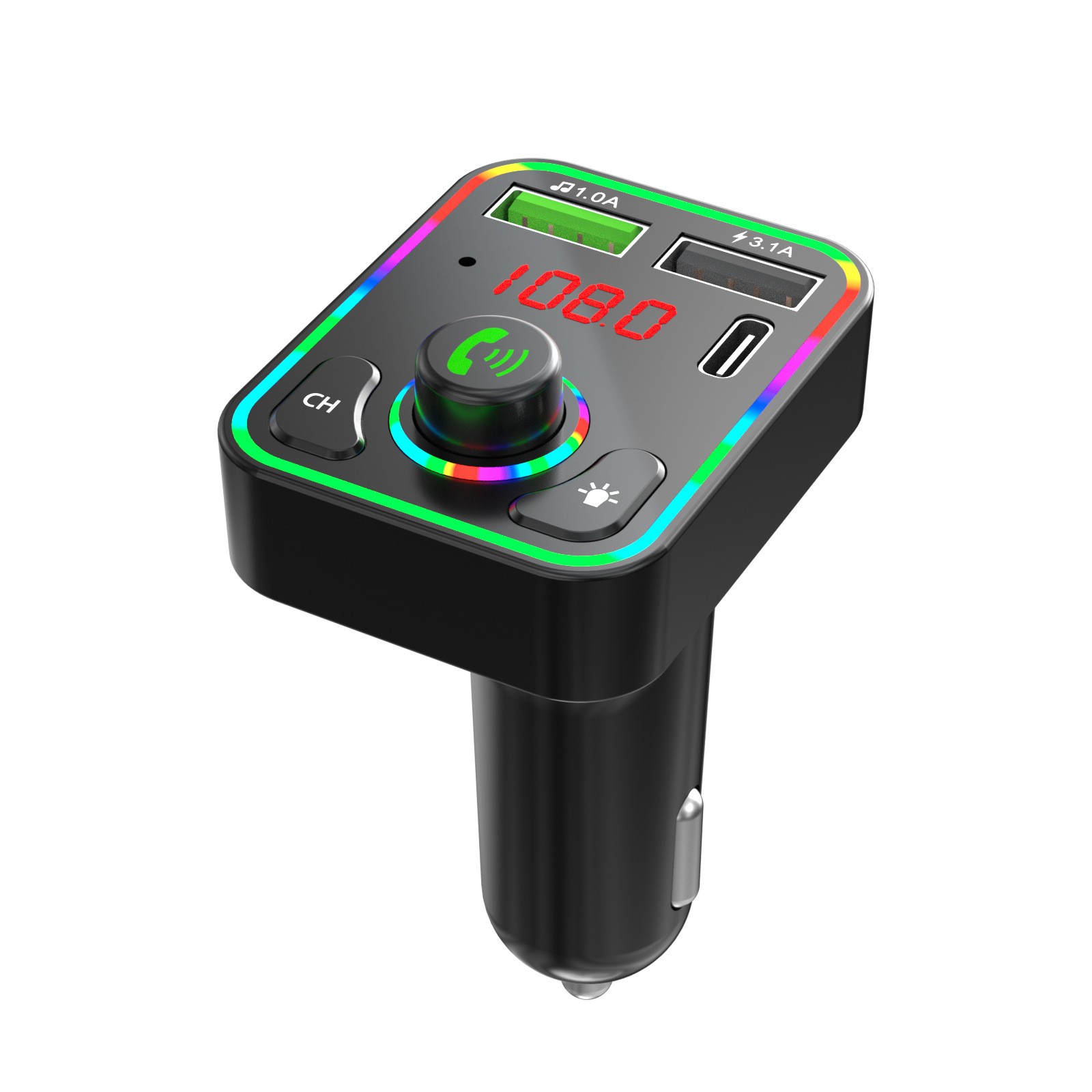 Car Wireless FM Transmitter 2*USB PD Bluetooth 5.0 Charger Adapter AUX Hand-Free