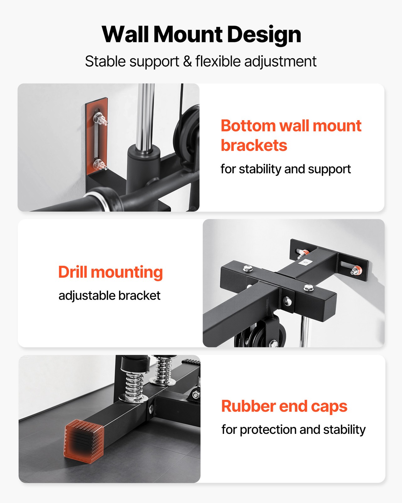 VEVOR LAT Pull Down Machine 3-in-1 Row Cable Machine with Wall-Mount Design