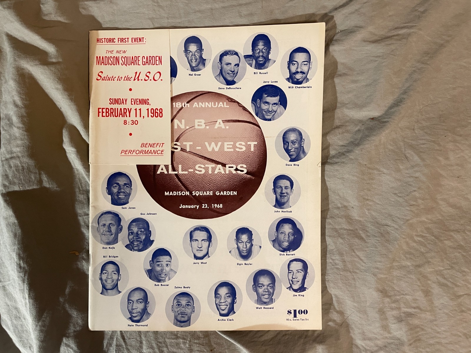 1968 NBA All Star Game Program MSG NY Chamberlain Russell West Baylor Greer