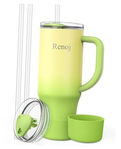 Tumbler with Handle 100% Spill Resistant FlexSlide 32oz Green Gradient