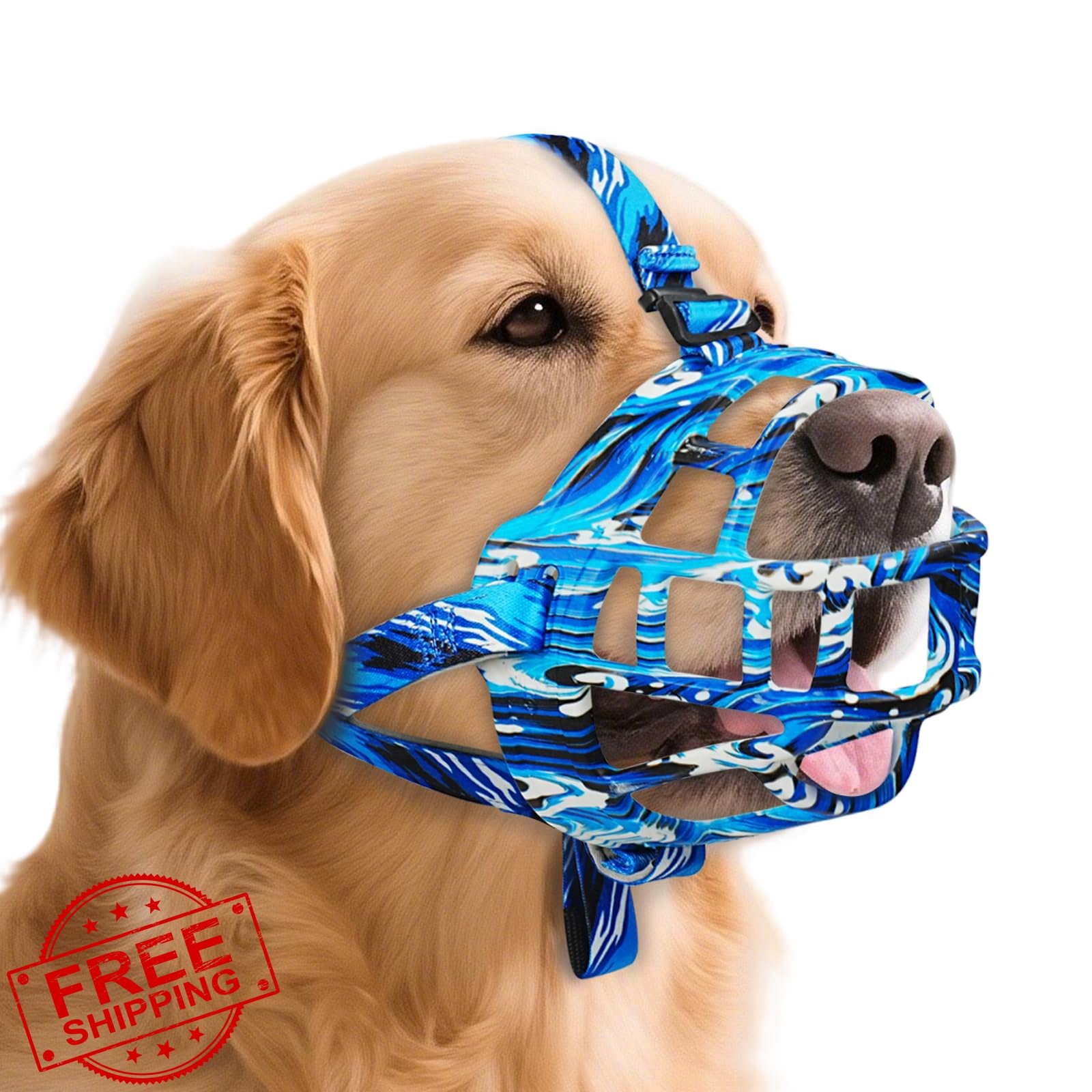 Dog Muzzle Size 6 Blue Basket Anti Chew Panting Large