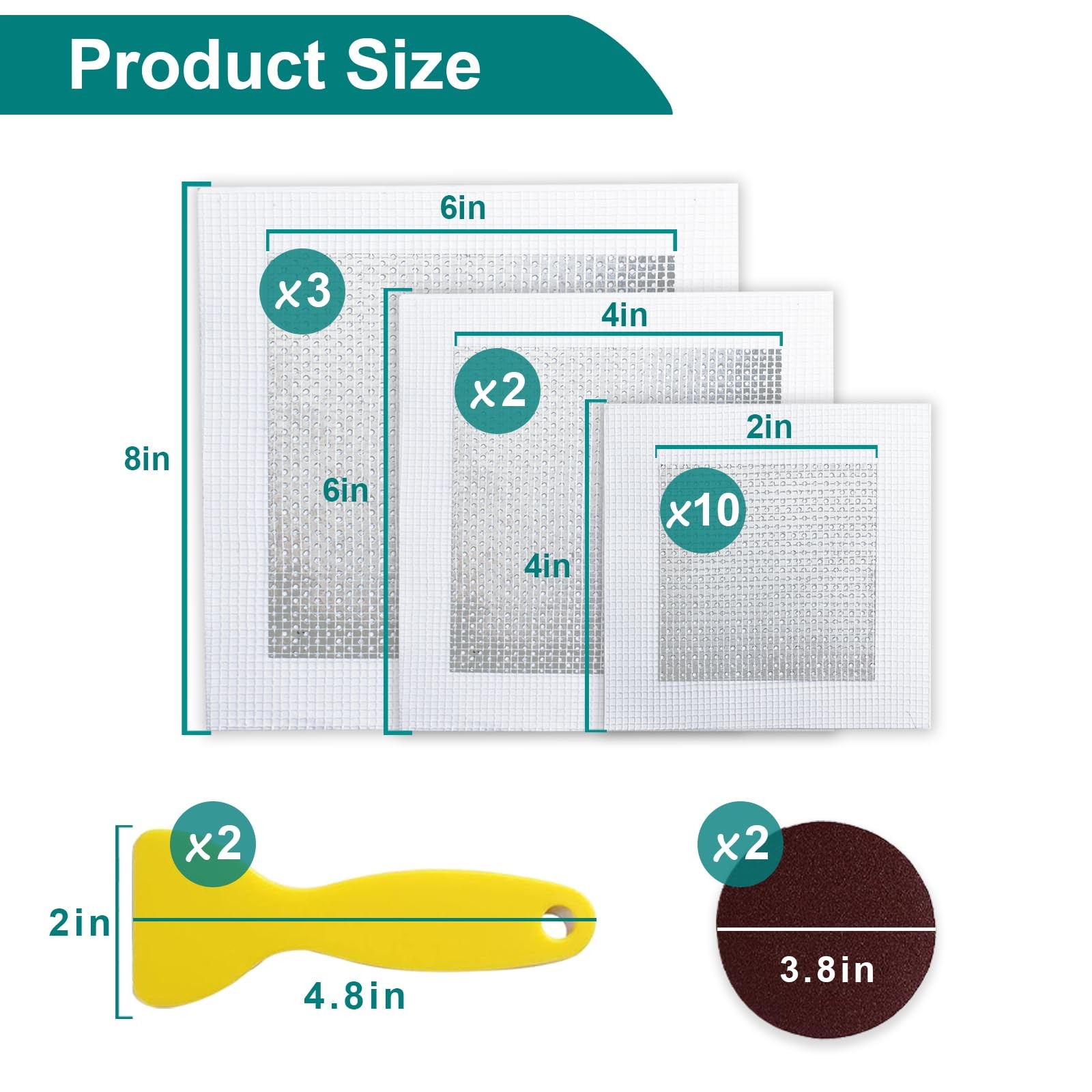 WYIRONG 19 Pack Drywall Repair Kit for Large Holes, 2/4/6/8 Inch Dry White