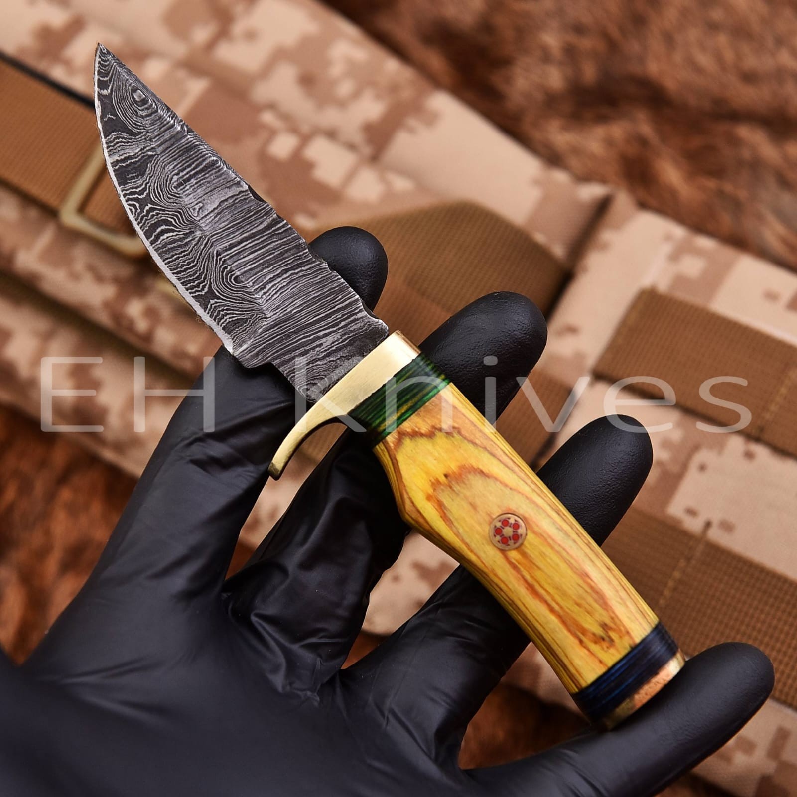 6'' Handmade Damascus Steel Hunting/Camping Sharp Skinner EDC Knife with Sheath