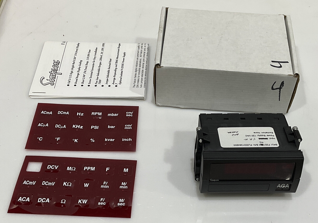 SIMPSON F35-1-46-0 FALCON F35 SERIES DIGITAL PANEL METER INPUT 5 A AC 120VAC