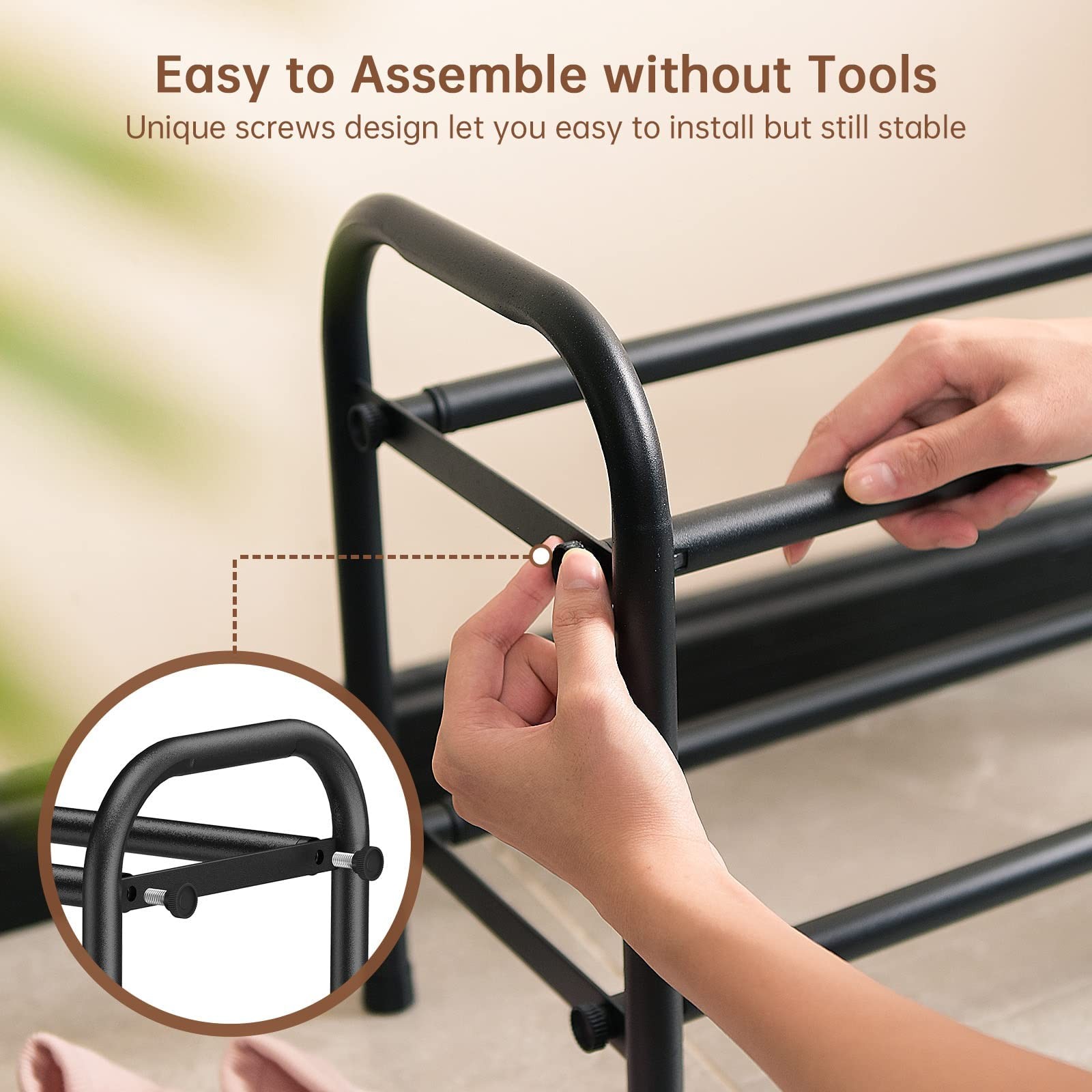 2-Tier Expandable Shoe Rack,Adjustable Shoe Shelf Storage Organizer Heavy Dut...