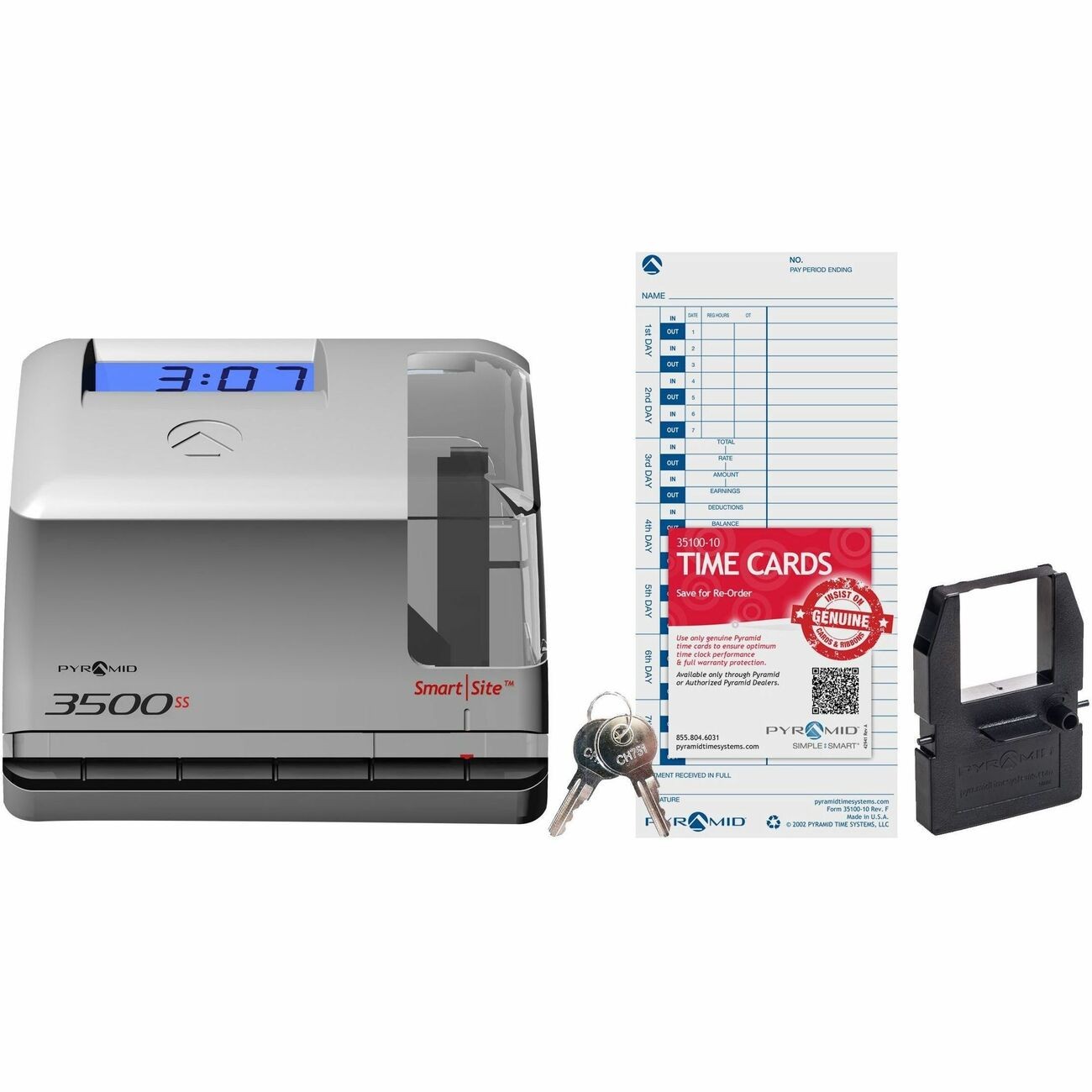 Pyramid Technologies 3500SS Time Clock & Document Stamp Light Gray