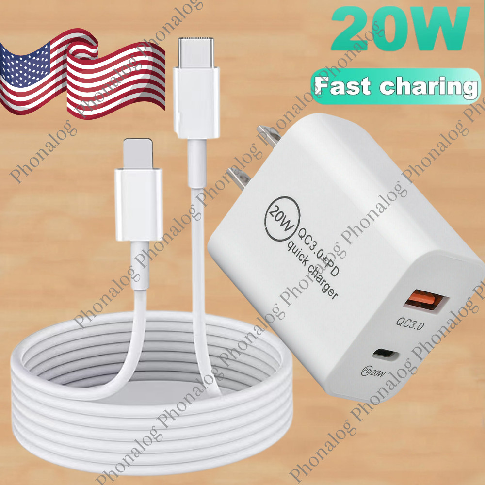 For iPhone 12/13/14 Pro Max/iPad Fast Charger 20W PD Cable Power Adapter Type-C