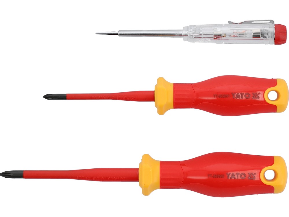 Yato Insulated Screwdriver Set PH + Voltage Tester 3pc YT-282680