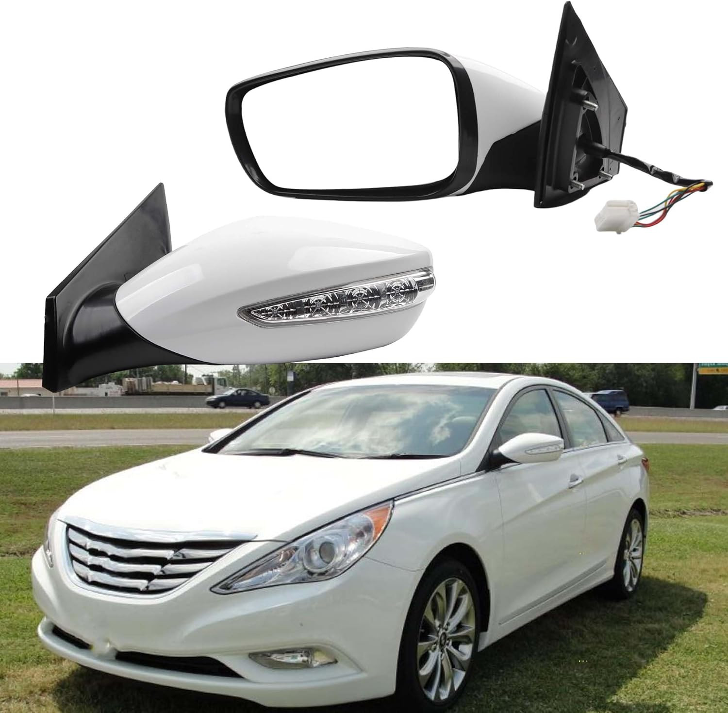 7Pin Left Side Door Mirror Compatible with 2011-2014 Hyundai Sonata Driver Side