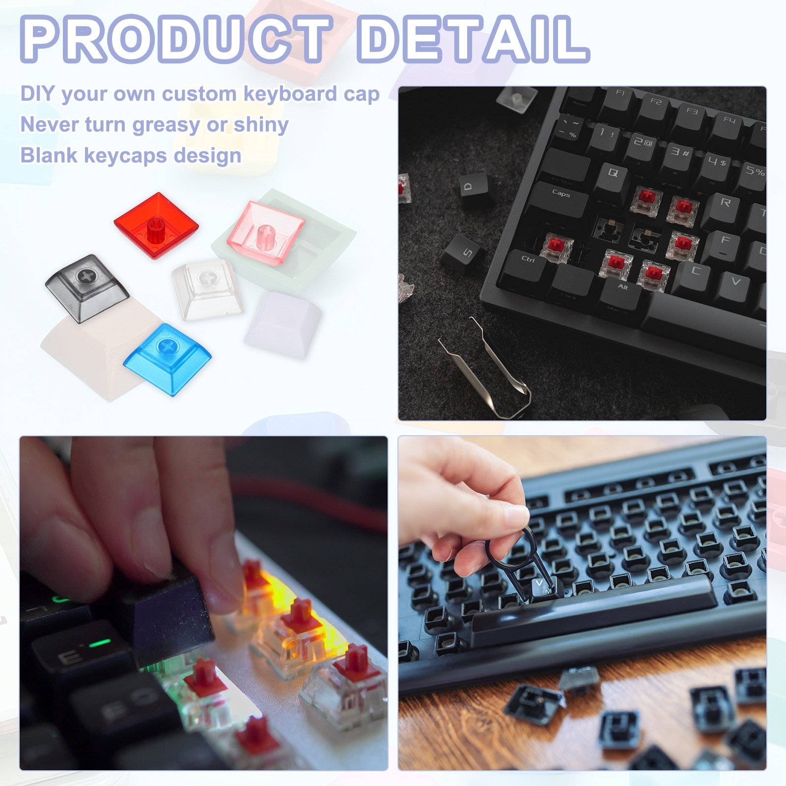 50 Pcs PBT Keycap Set DSA Mechanical Numeric Keypads, Translucent Black